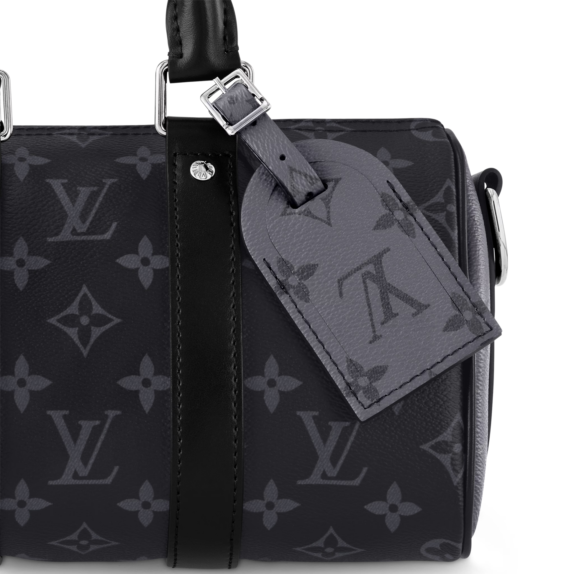 Louis Vuitton Monogram Eclipse Keepall Bandoulière 25 Duffle Bag – Grey
