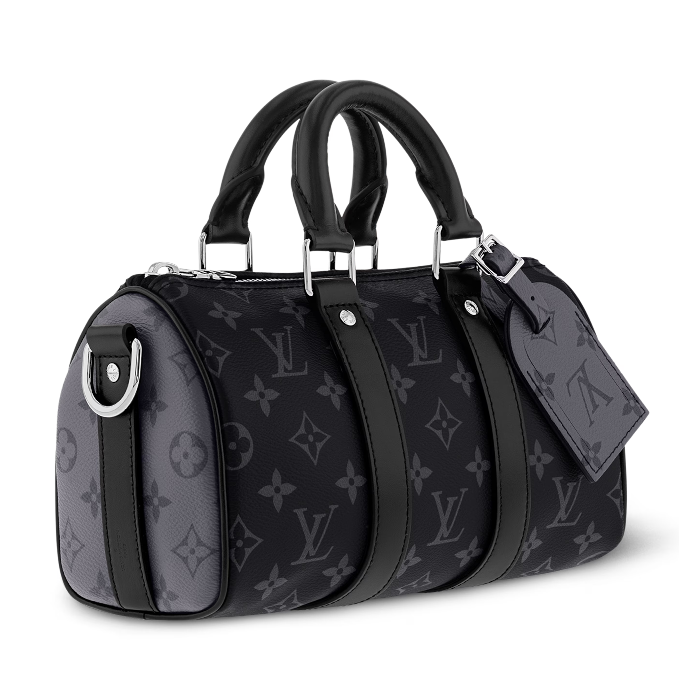 Louis Vuitton Monogram Eclipse Keepall Bandoulière 25 Duffle Bag  – Grey
