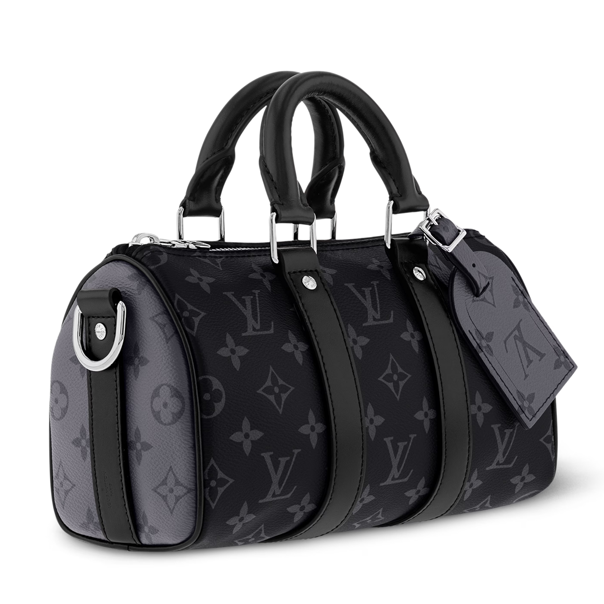 Louis Vuitton Monogram Eclipse Keepall Bandoulière 25 Duffle Bag – Grey
