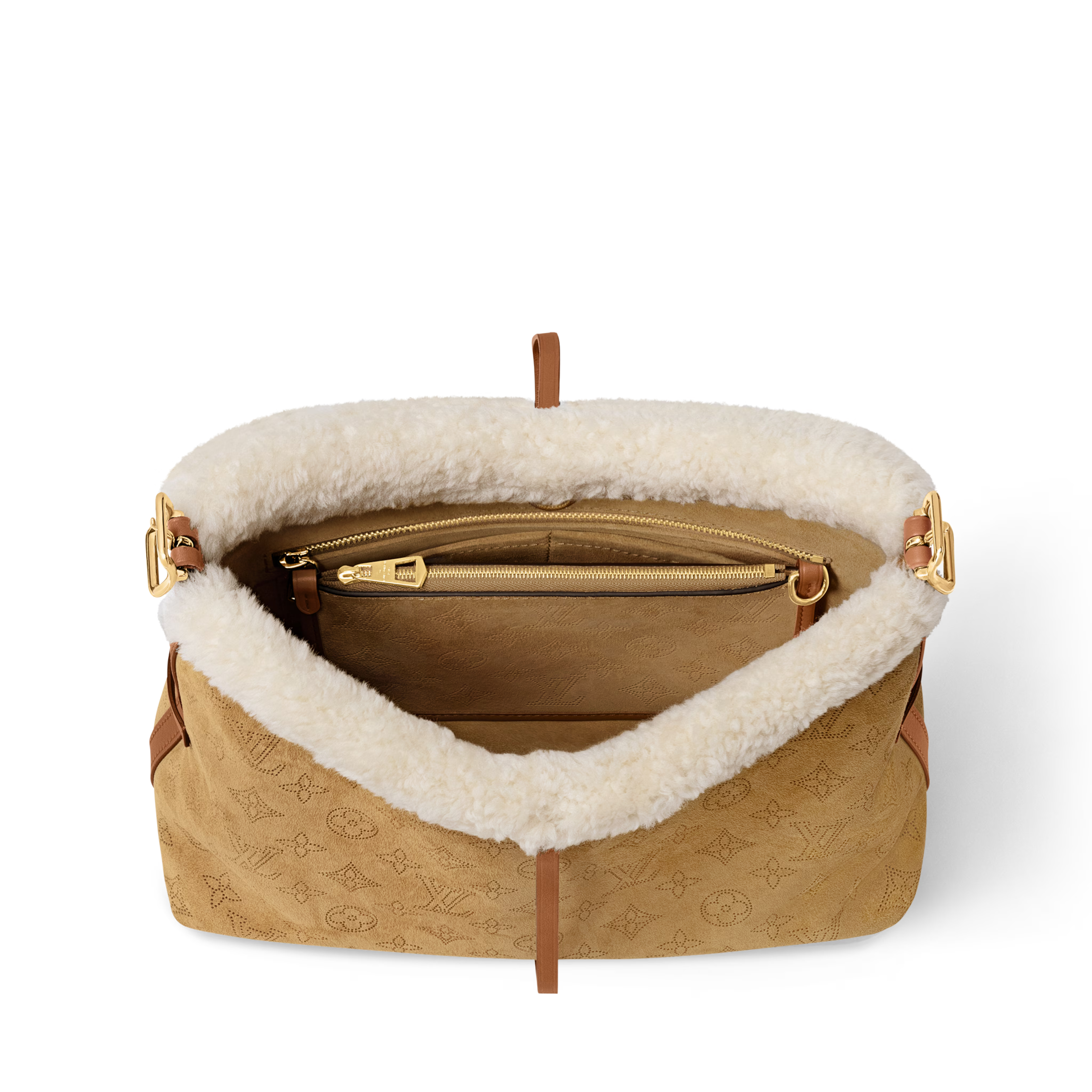 Louis Vuitton Mahina Suede Leather CarryAll PM Shoulder Bag – Beige