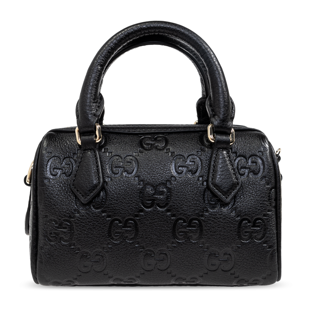 Gucci GG Emblem Mini Boston Top Handle Bag – Black