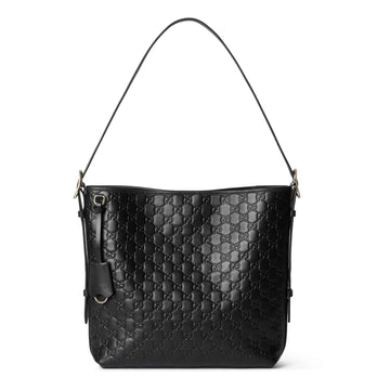 Gucci GG Emblem Medium Leather Tote Bag – Black