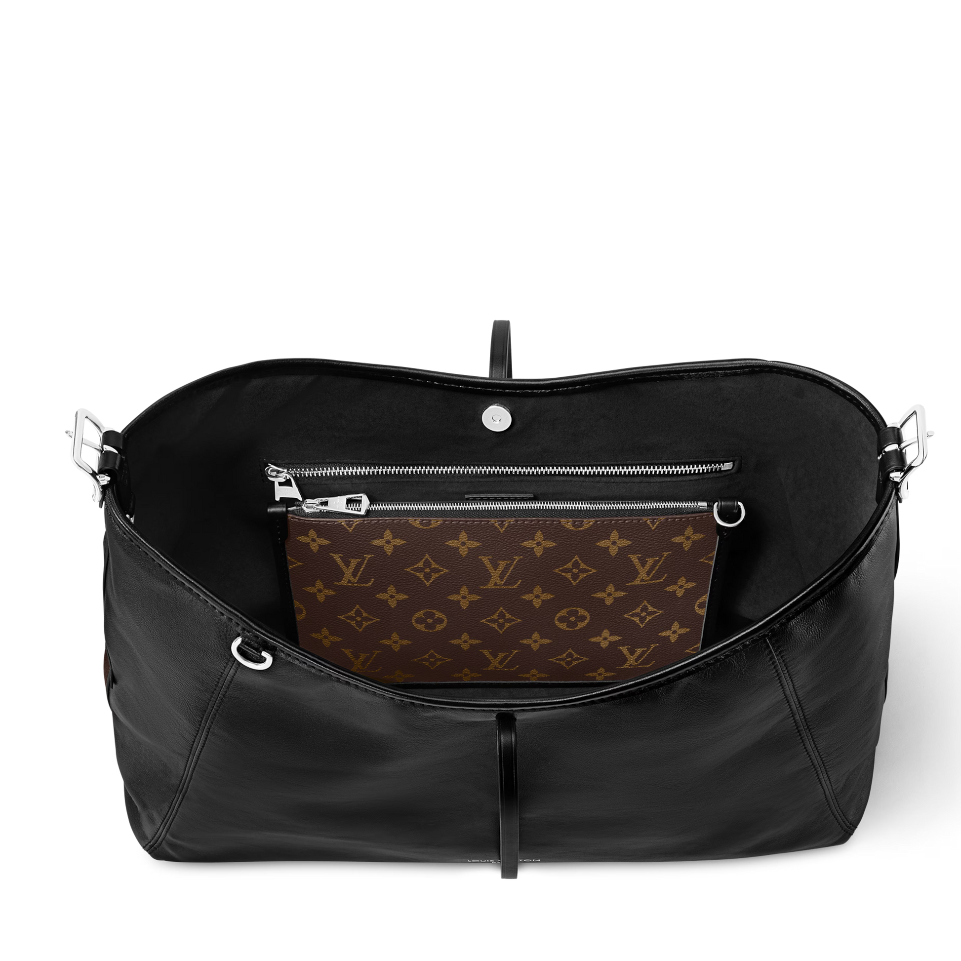 Louis Vuitton Lambskin CarryAll Vibe MM Handbag – Black