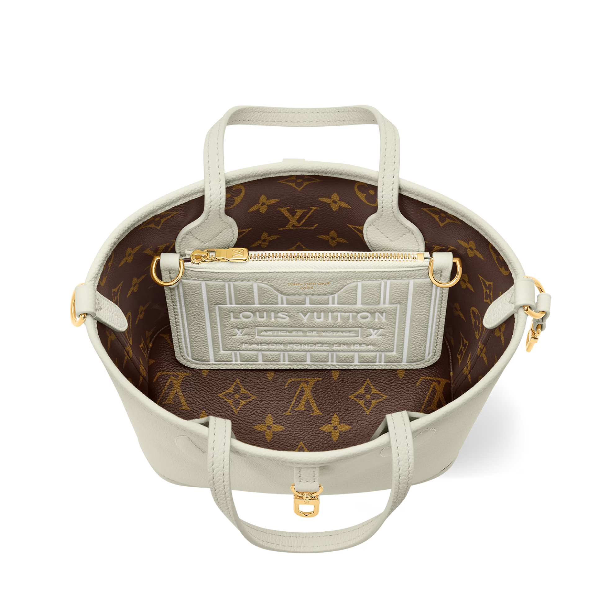 Louis Vuitton Monogram Celadon Neverfull Bandoulière Inside Out BB Handbag – Beige