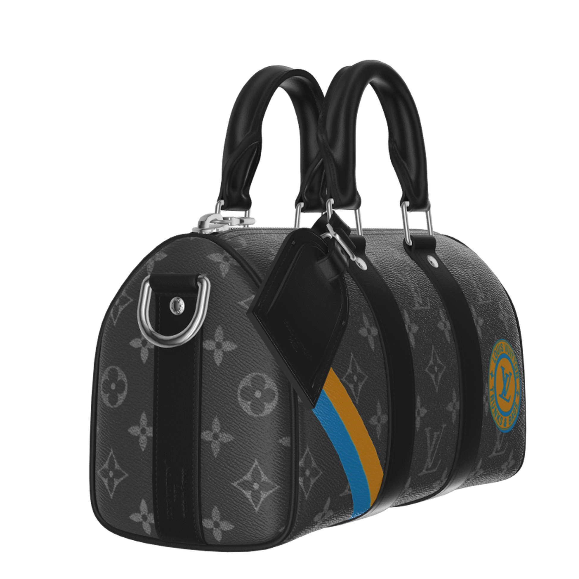 Louis Vuitton Monogram Eclipse Keepall Bandoulière 25 Duffle Bag – Black