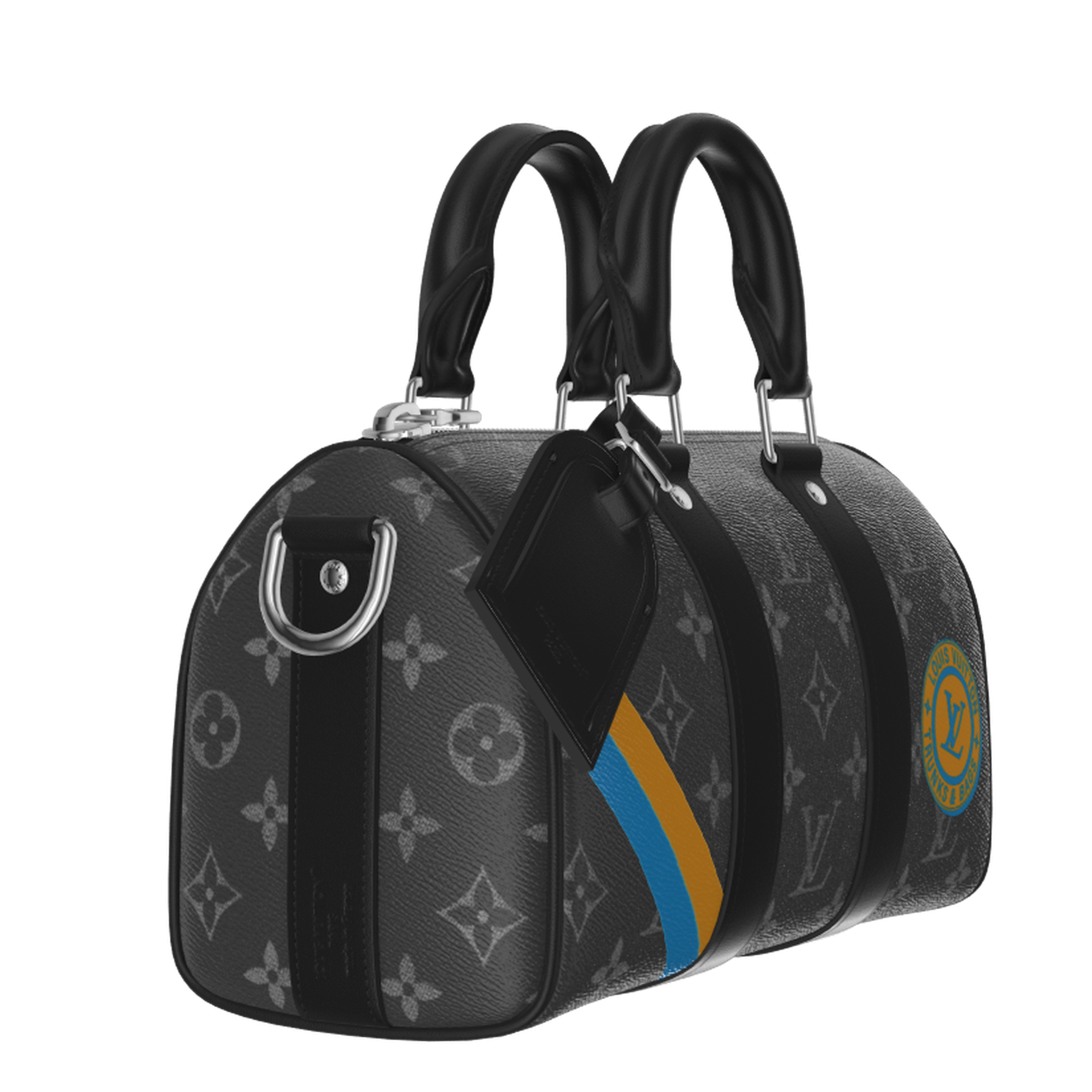 Louis Vuitton Monogram Eclipse Keepall Bandoulière 25 Duffle Bag – Black