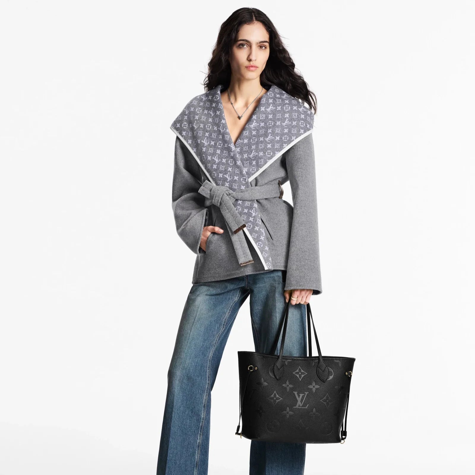 Louis Vuitton Empreinte Monogram Giant Neverfull MM Tote Bag - Black