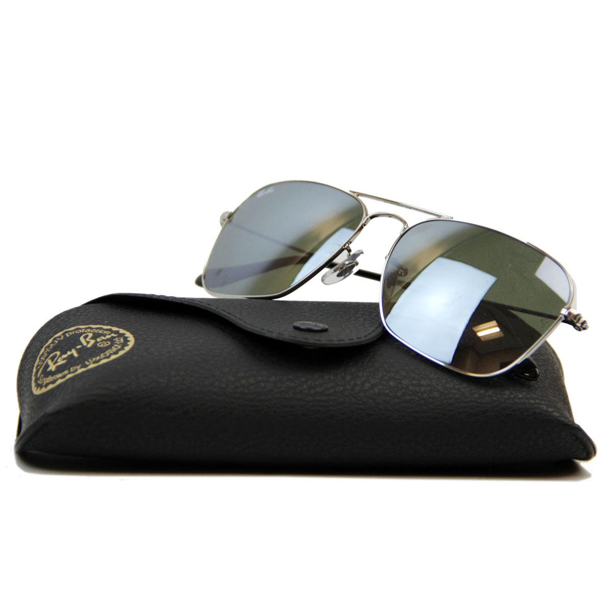 Ray Ban Caravan RB3136 003/40 Square Silver Frame Sunglasses