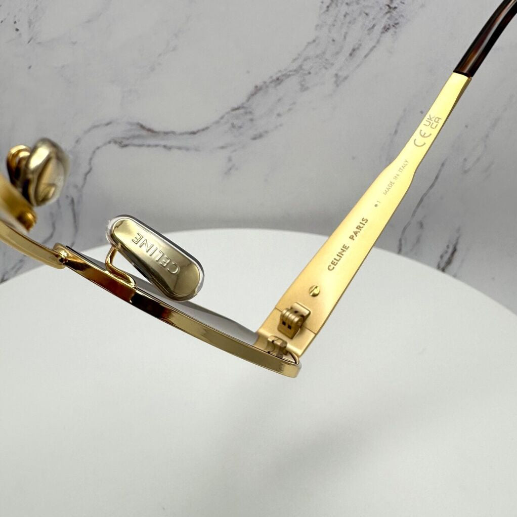 Celine CL40254 30N Triomphe Geometric Metal Gold Sunglasses